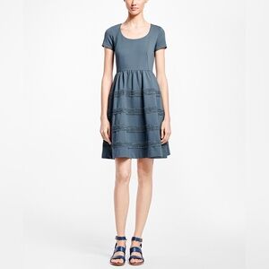 Brooks Brothers Short-Sleeve Scoop Neck Slate Blue Mini Dress